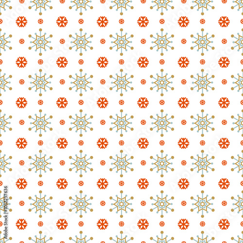 Winterly cool vector pattern with filigree snowflakes.