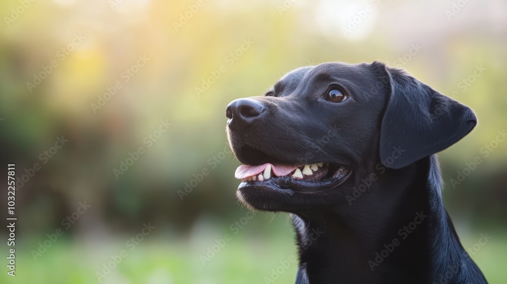 Beautiful black labrador retriever with open mouth
Beautiful black labrador retriever with open mouth