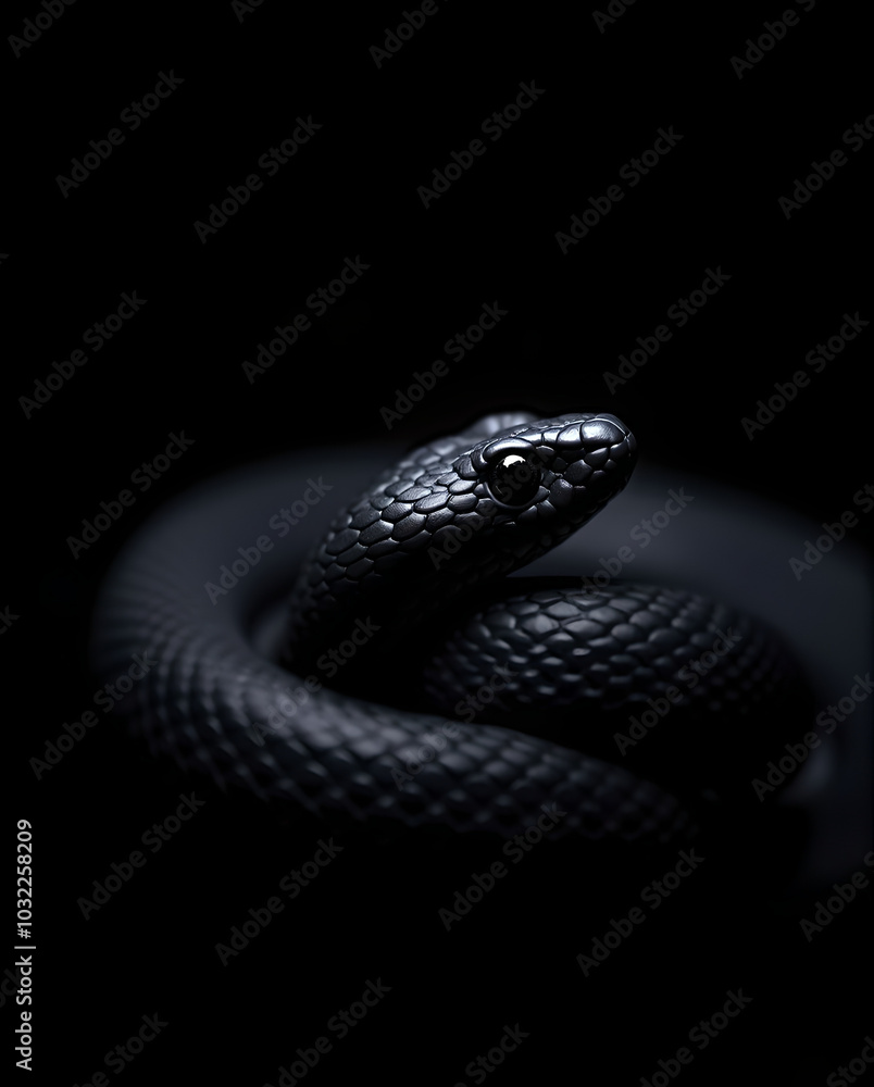 Fototapeta premium Obsidian Coil: Sleek Snake