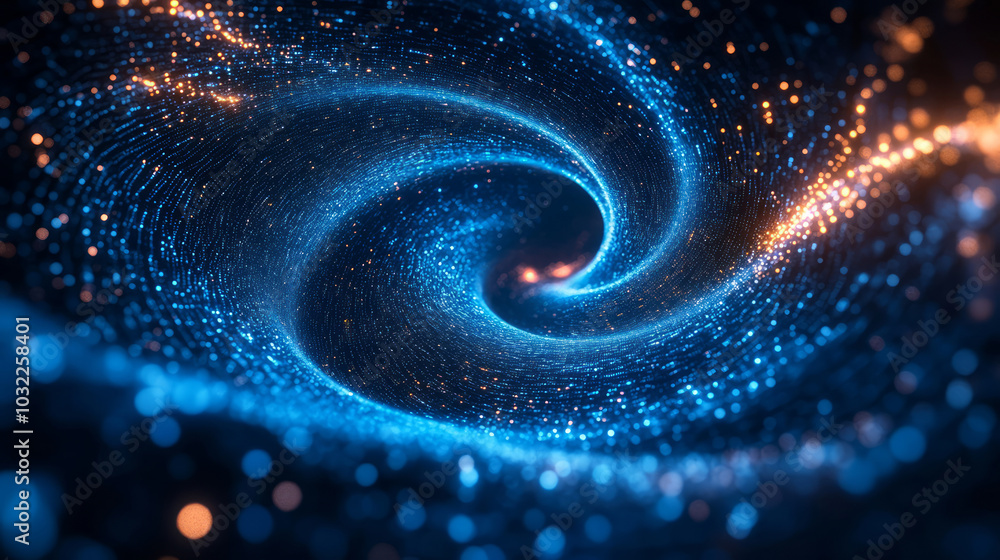 Abstract blue particle flow whirlpool technology business theme background Abstract blue particle flow whirlpool technology business theme background