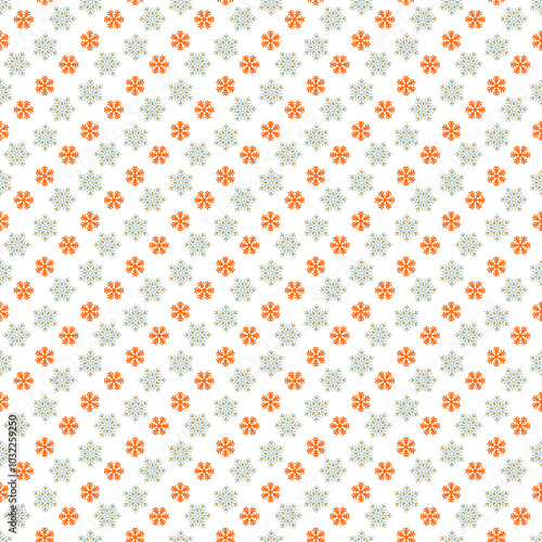 Winterly cool vector pattern with filigree snowflakes.