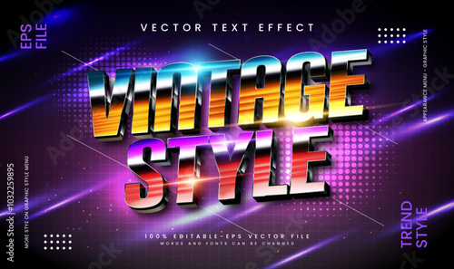 Glowing vintage style editable vector text effect, suitable for night event