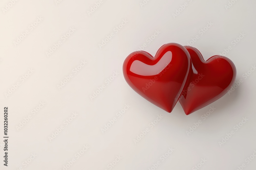 Two Intertwined Red Hearts on a Soft Background Two Intertwined Red Hearts on a Soft Background