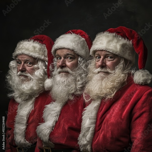 On Christmas Day, people dress up as Santa Claus, smiling happily and preparing presents for children.