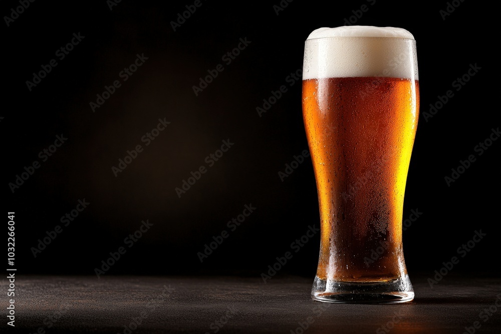 Refreshing Glass of Beer on Dark Background Refreshing Glass of Beer on Dark Background