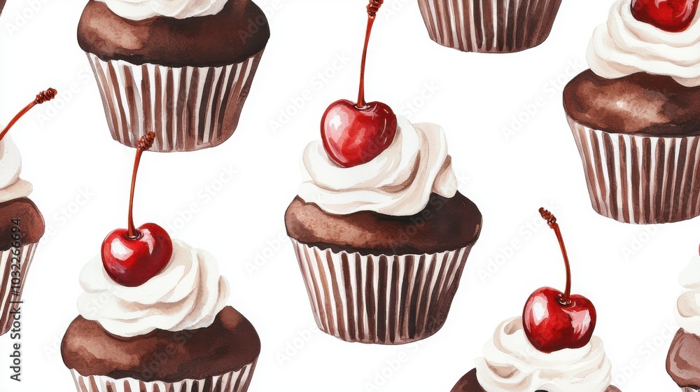 Delicious chocolate cupcake with creamy frosting and a cherry on top, perfect for celebrations and dessert lovers. Delicious chocolate cupcake with creamy frosting and a cherry on top, perfect for celebrations and dessert lovers.