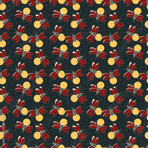 Fireflies seamless pattern