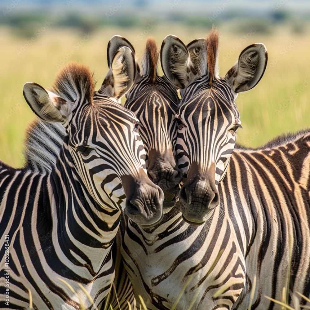 Naklejka premium Zebras kissing and huddling