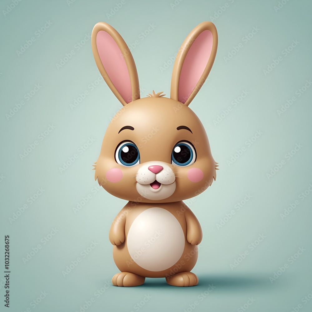 Adorable bunny with big eyes and a joyful smile, soft colors, cheerful illustration, children's decoration Adorable bunny with big eyes and a joyful smile, soft colors, cheerful illustration, children's decoration