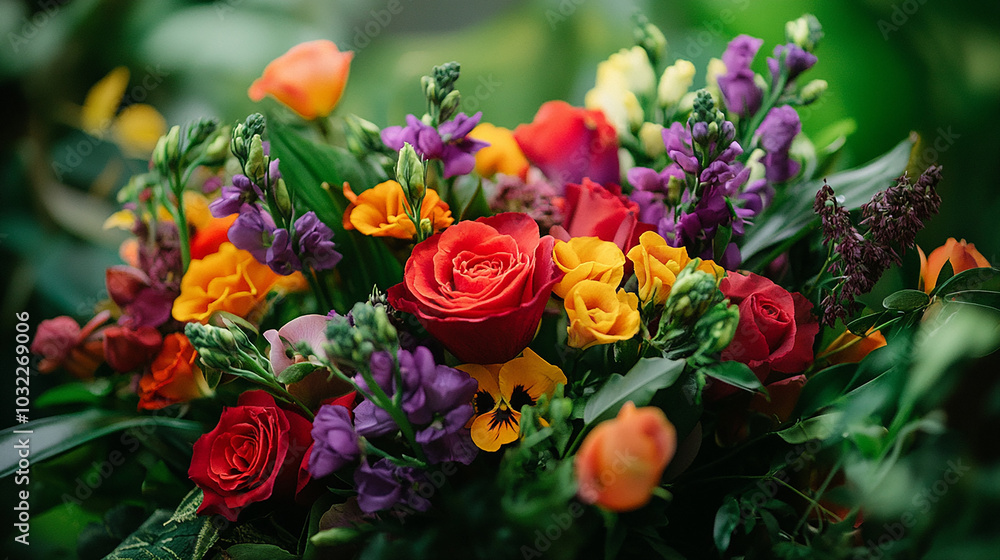 Mixed bouquet of colorful flowers vibrant and fresh
