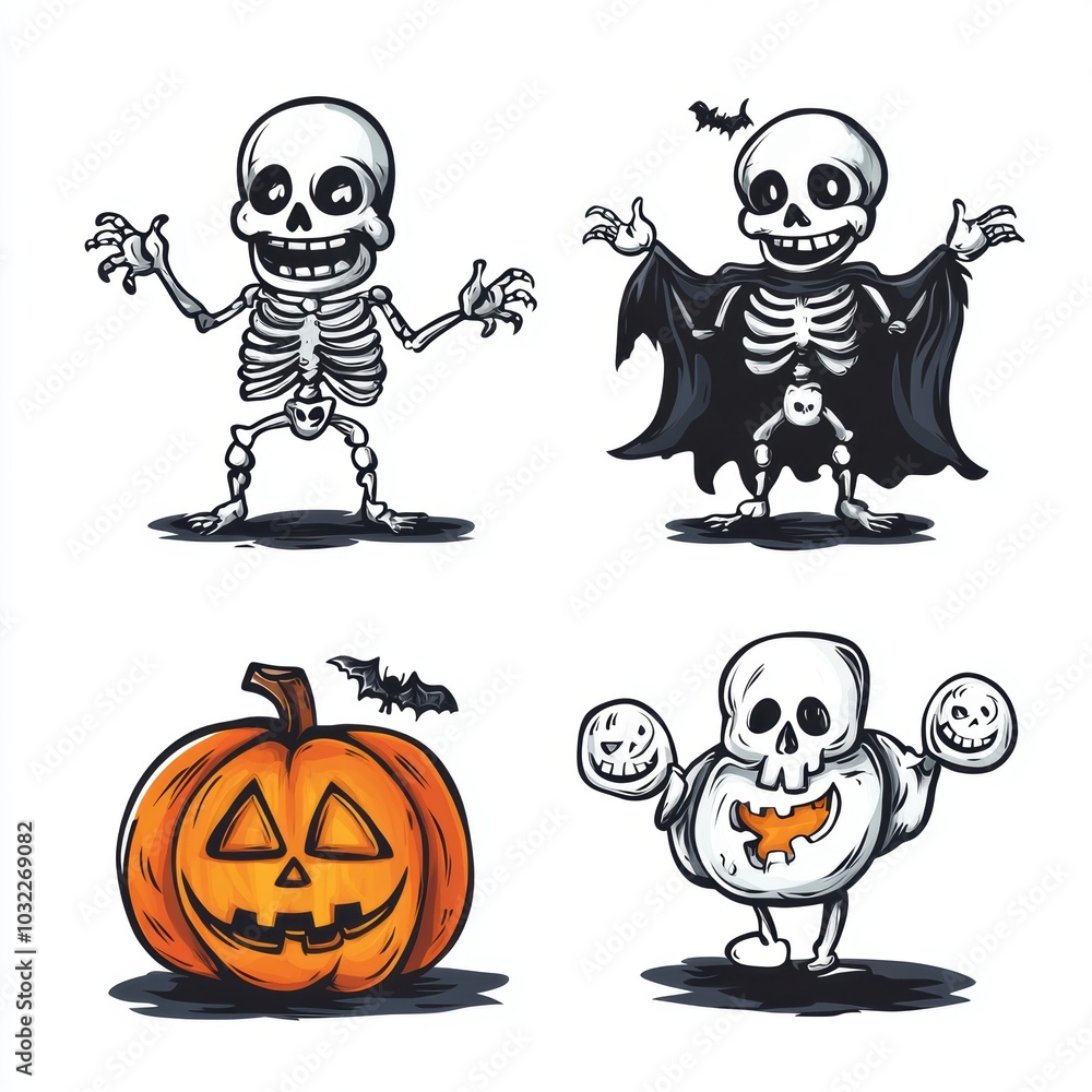 Skull skeleton vector drawing. The decoration element for Halloween. Skull skeleton vector drawing. The decoration element for Halloween.