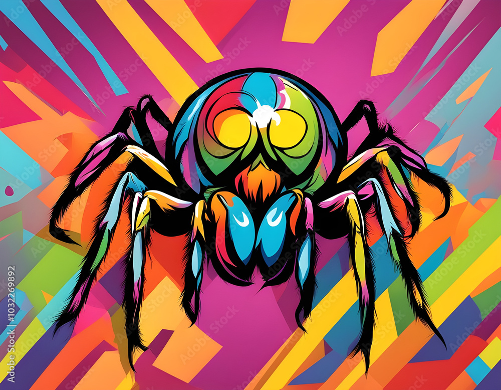 colorful spider head with cool isolated pop art style background colorful spider head with cool isolated pop art style background