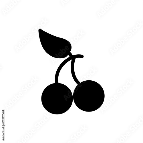 Cherry icon. Fruit illustration, fresh healthy sweet cherries icon. Simple Isolated cherries Icon for web design.
