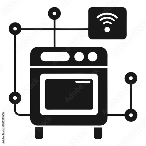 gas stove illustration a-silhouette-of-a-smart-oven-connected-to-a-networ.