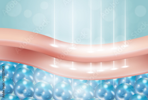laser serum on the deepest layers of the skin. 3d illustration of wavy skin