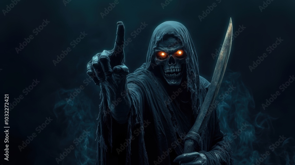 Grim reaper with scythe. Halloween theme poster. Grim reaper with scythe. Halloween theme poster.