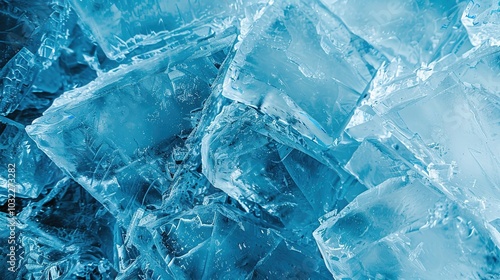 Blue ice texture background with geometric shapes