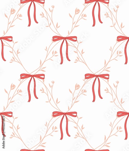 seamless pattern with bows. ribbon red bows. Print with festive ribbon bows. Gift wrapping, wrapping paper, background, wallpaper.