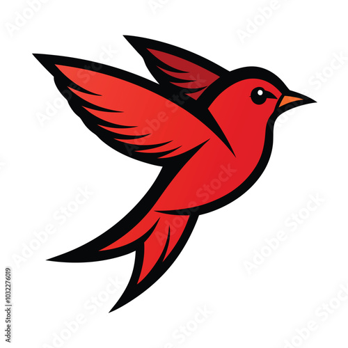 Solid color Vermilion Flycatcher animal vector design