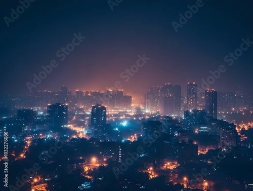 Urban Nightscape with Vibrant City Lights