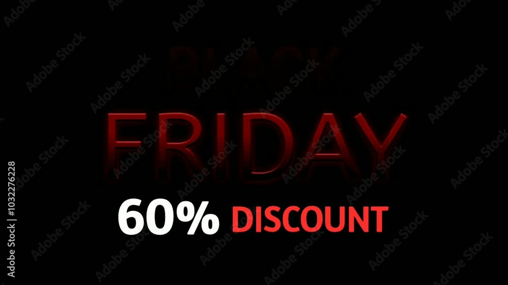 Black friday sale 60% discount neon text animation motion graphics banner sign for promo video Black friday sale 60% discount neon text animation motion graphics banner sign for promo video