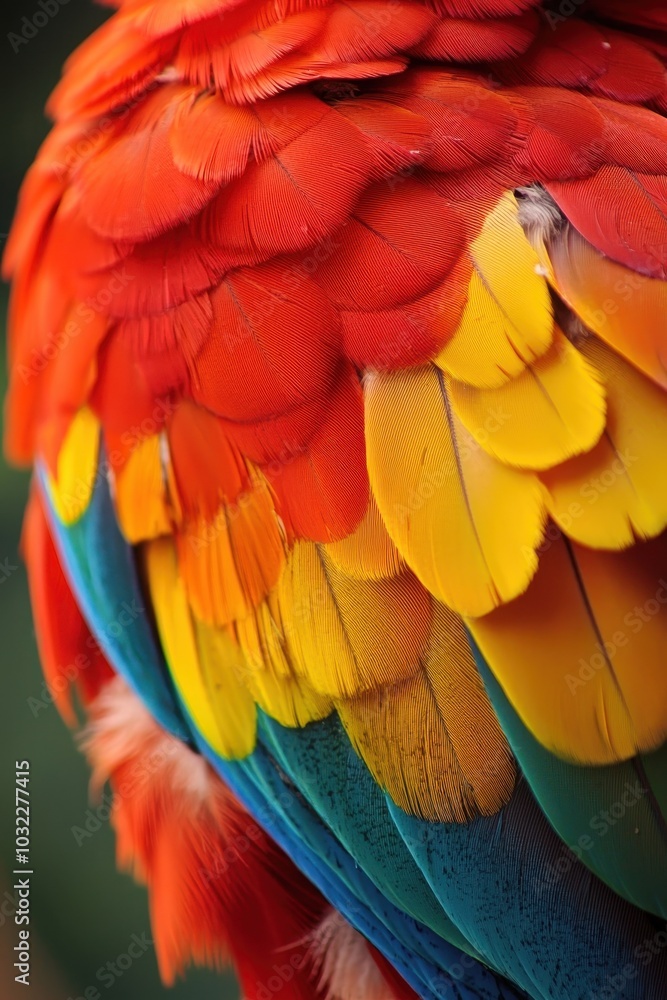 Fototapeta premium Close-Up of Vibrant Parrot Feathers in Nature