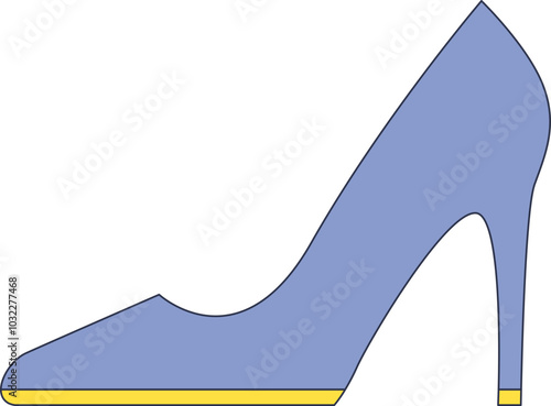 Illustration of a blue high-heeled shoe symbolizing elegance and fashion.