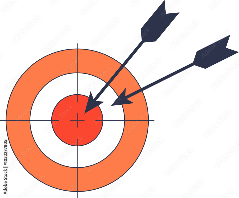 A red and white target with arrows hitting the bullseye, symbolizing precision and success. A red and white target with arrows hitting the bullseye, symbolizing precision and success.