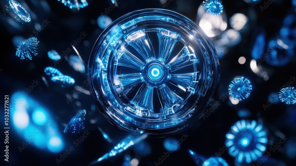 Futuristic Underwater Turbine with Spinning Motion