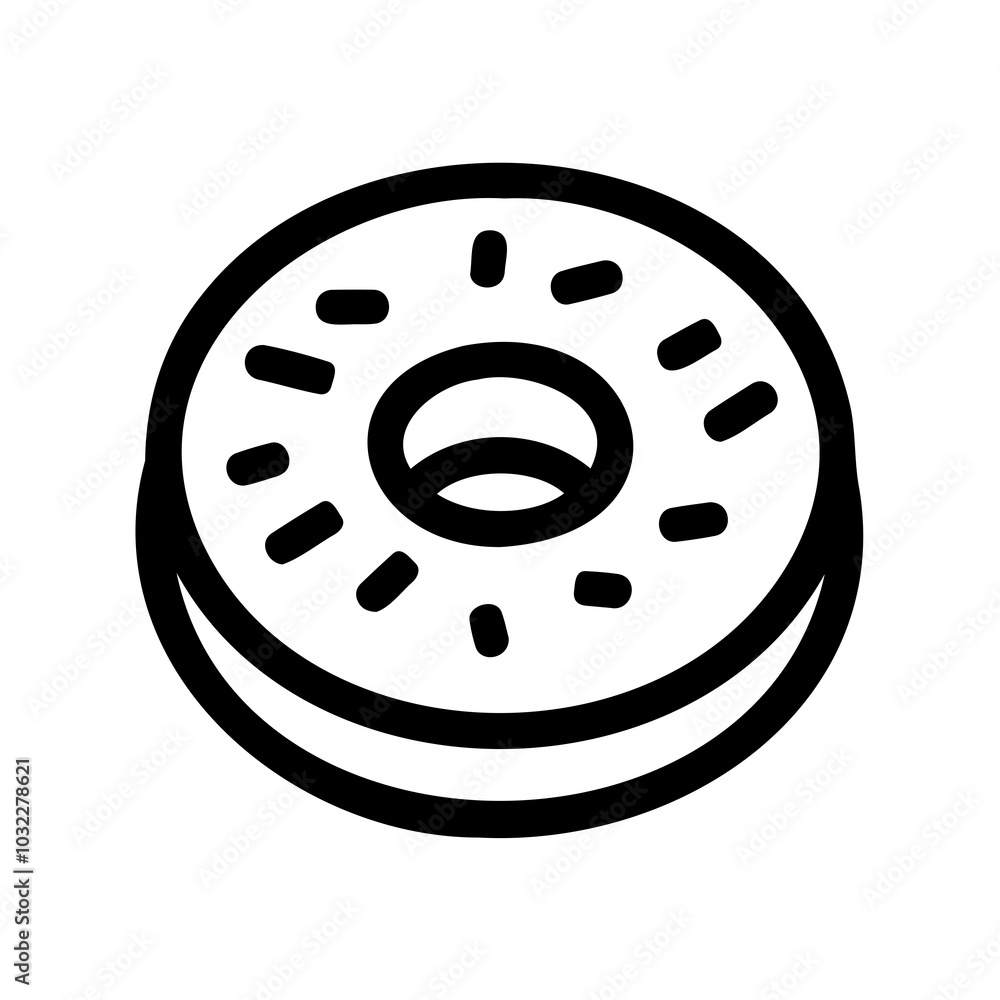 Simple Outline of a Classic Donut Icon Simple Outline of a Classic Donut Icon