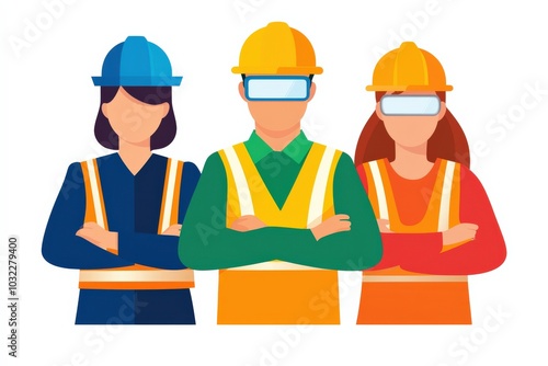 Diverse Construction Workers Showcasing Team Spirit and Professionalism in Modern Work Environment