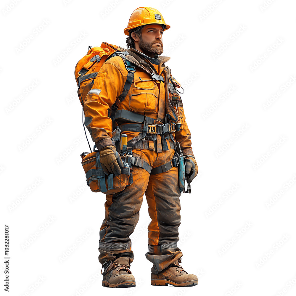 A rugged worker in safety gear, showcasing resilience and readiness for outdoor tasks in challenging environments. A rugged worker in safety gear, showcasing resilience and readiness for outdoor tasks in challenging environments.