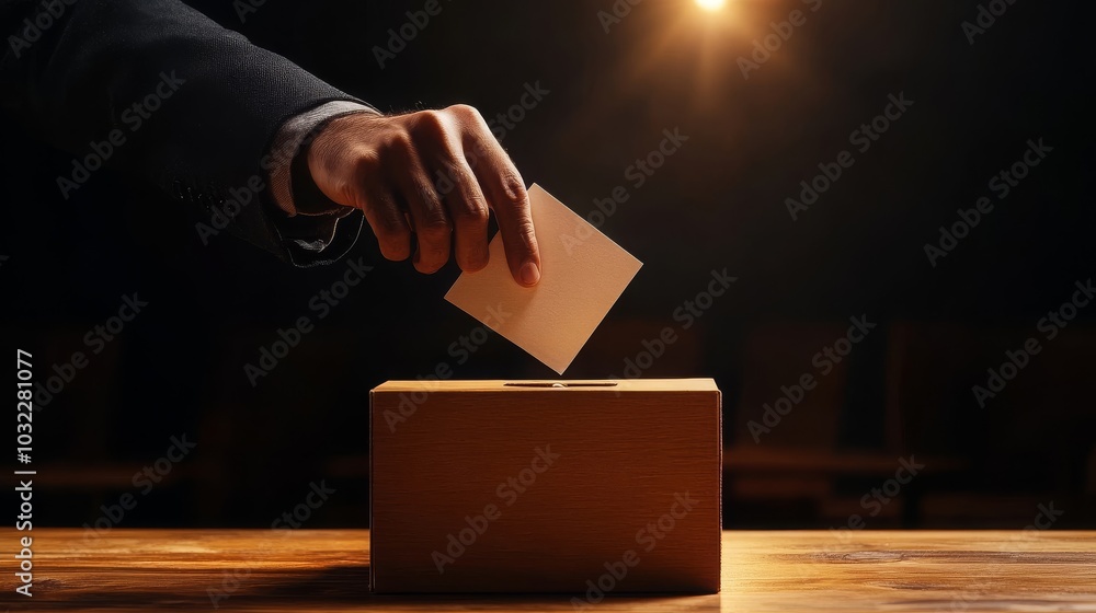 Hand Placing Ballot In Voting Box Hand Placing Ballot In Voting Box