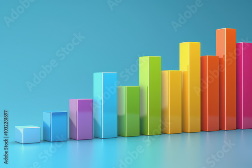 Bold and colorful bar graph, minimalist style, side view, clear and vibrant visual representation. Free Download Bold and colorful bar graph, minimalist style, side view, clear and vibrant visual representation. - GFXLoad