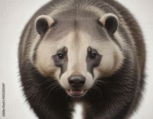 there is a close up of a bear's face with a blurry background. photo