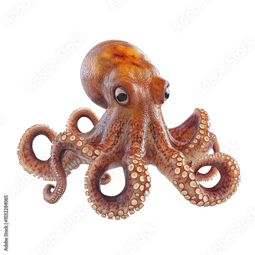 A vibrant and detailed octopus, showcasing its unique texture and colors. Perfect for marine life themes and underwater design. photo