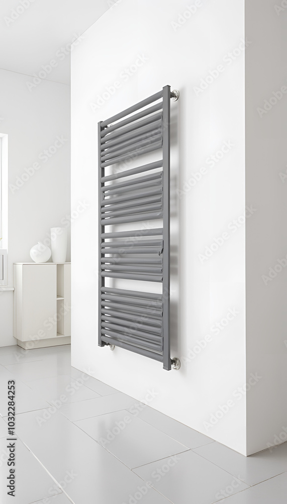 Modern electric heater in a bright living room, functional and stylish design Modern electric heater in a bright living room, functional and stylish design