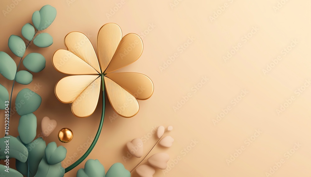 Stylized flower and leaf design on a soft beige background, ideal for modern decor and graphic use. Stylized flower and leaf design on a soft beige background, ideal for modern decor and graphic use.