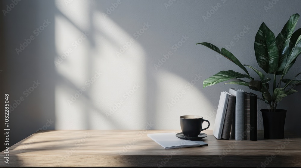 Minimalist Desk Setup with a Cup of Coffee Minimalist Desk Setup with a Cup of Coffee