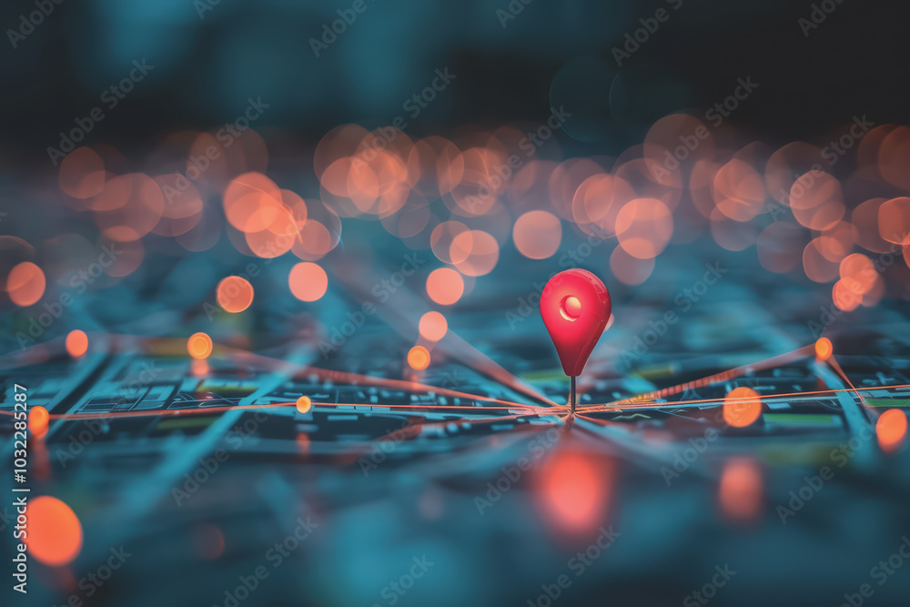 Red map pins to connect cityscapes and networks Indicate the destination of the city on the map. Red map pins to connect cityscapes and networks Indicate the destination of the city on the map.