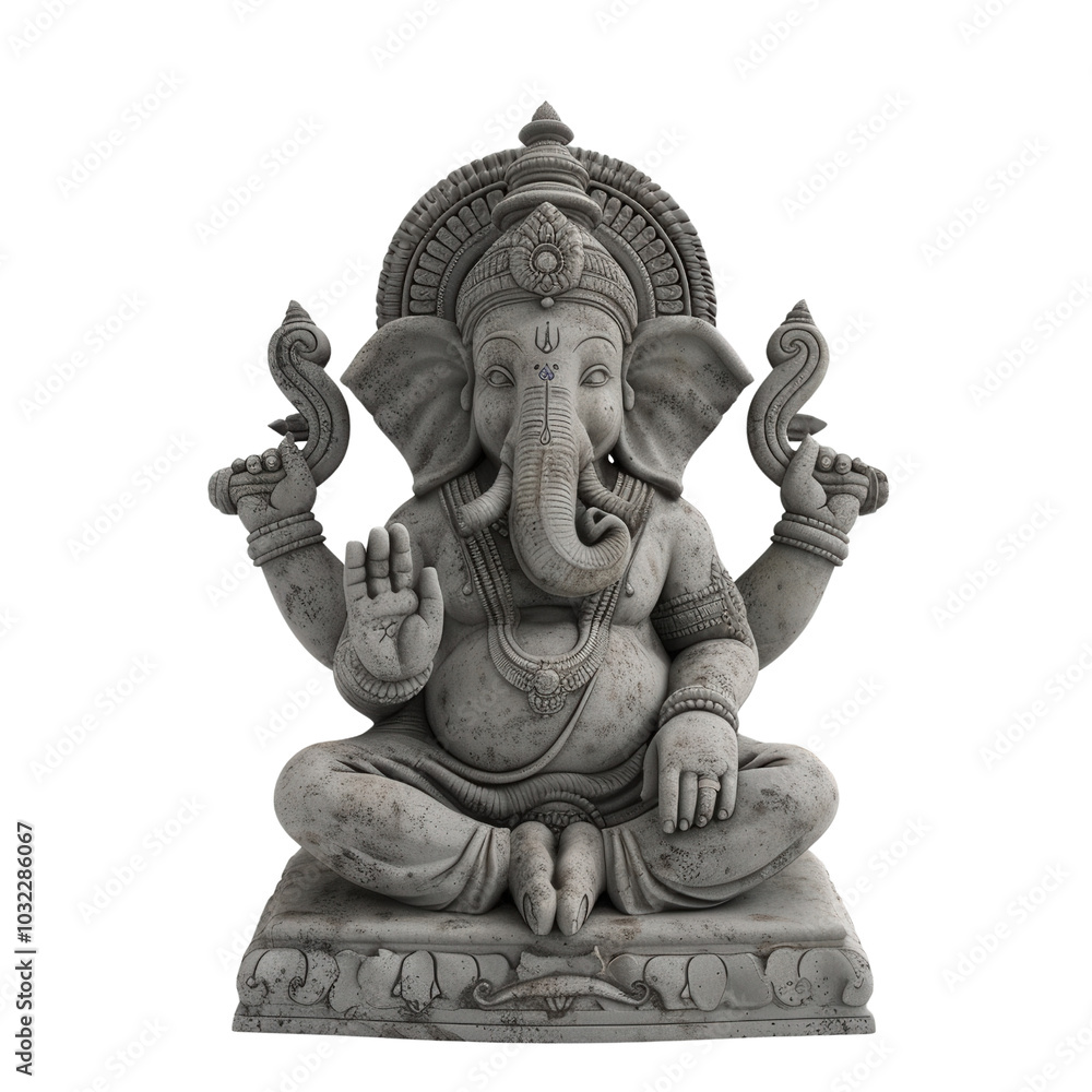 Ganesh statue in intricate design, isolated on Transparent background Ganesh statue in intricate design, isolated on Transparent background