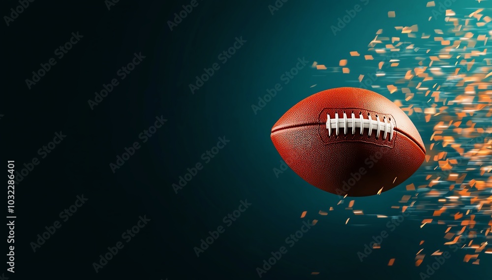 A dynamic image of a football in motion against a colorful background. A dynamic image of a football in motion against a colorful background.