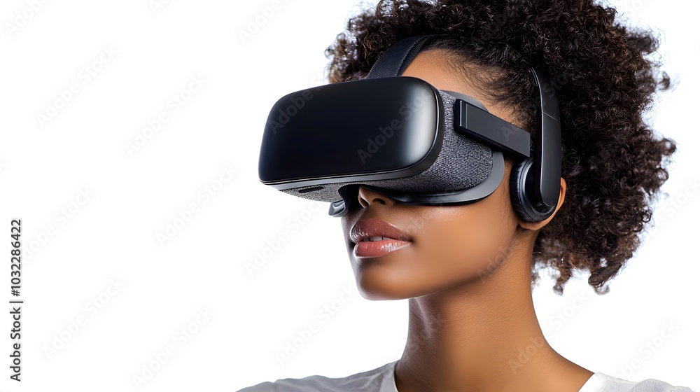 Woman Experiencing Virtual Reality Technology Woman Experiencing Virtual Reality Technology