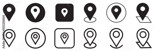 Free Download Location marker sign symbol collection. Map Marker Icons. Set of Address place icon symbol. Navigation pin icon vector in black circle.  Location icon collection. Vector Illustration. - GFXLoad