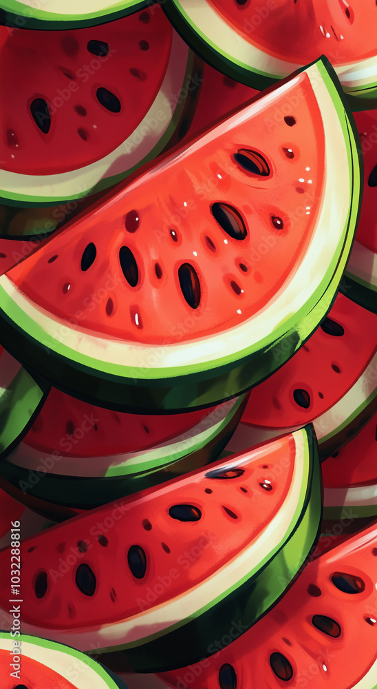 Cartoon Watermelon Slice Pattern Illustration Cartoon Watermelon Slice Pattern Illustration