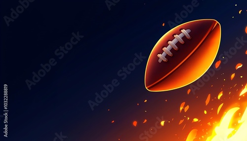 An illuminated football in motion against a dark background, symbolizing energy and dynamic play.