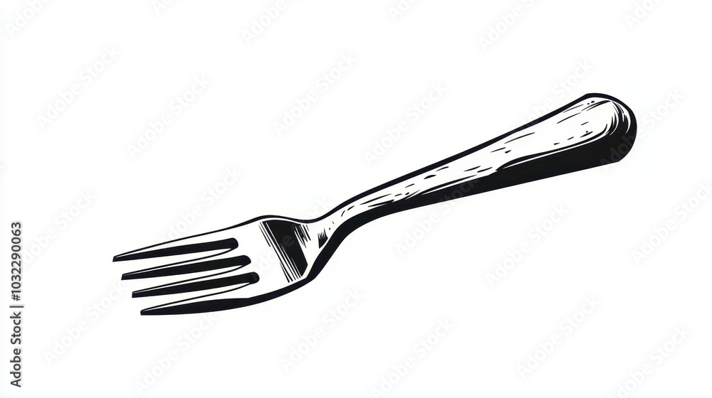 A barbecue fork illustration, cooking tool, minimalist line art, monochrome, isolated on white background A barbecue fork illustration, cooking tool, minimalist line art, monochrome, isolated on white background