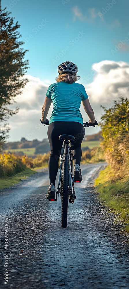 Fototapeta premium Cycling Through Autumnal Woods 