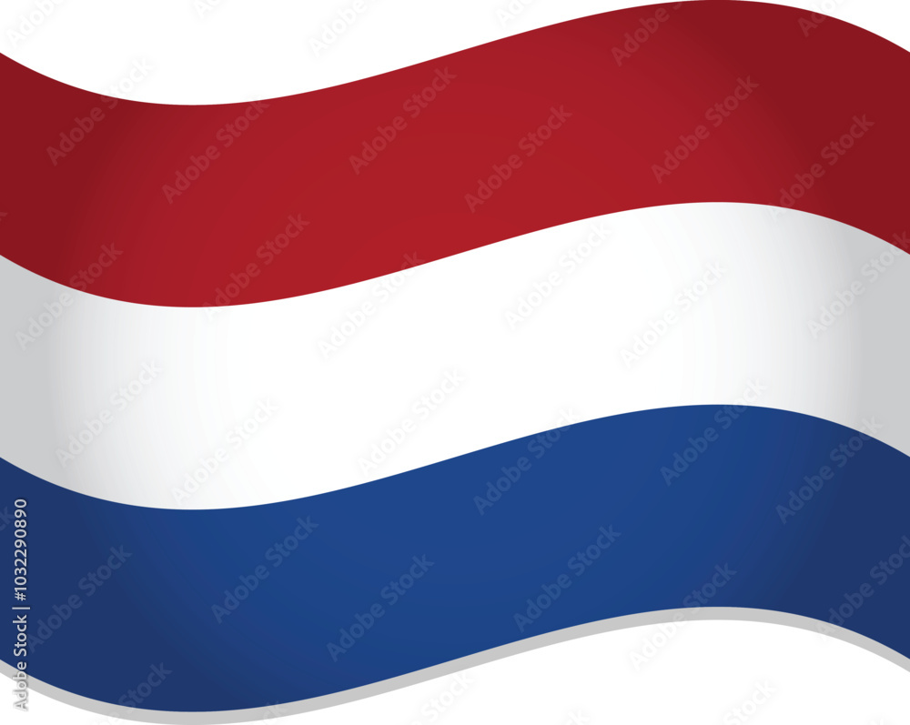 Netherland Flag Waving, Holland Country 3D Flag Vector Netherland Flag Waving, Holland Country 3D Flag Vector