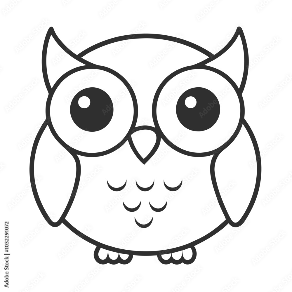 Minimalist Cartoon Owl Vector Illustration with Clean Lines. Minimalist Cartoon Owl Vector Illustration with Clean Lines.